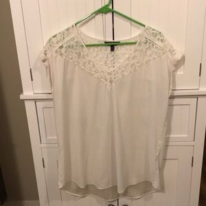 Express White Lace Detail Blouse Size Large